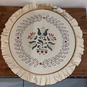 Completed Candle Wicking Round Dutch Hearts Floral Ruffle Cathy Needlecraft